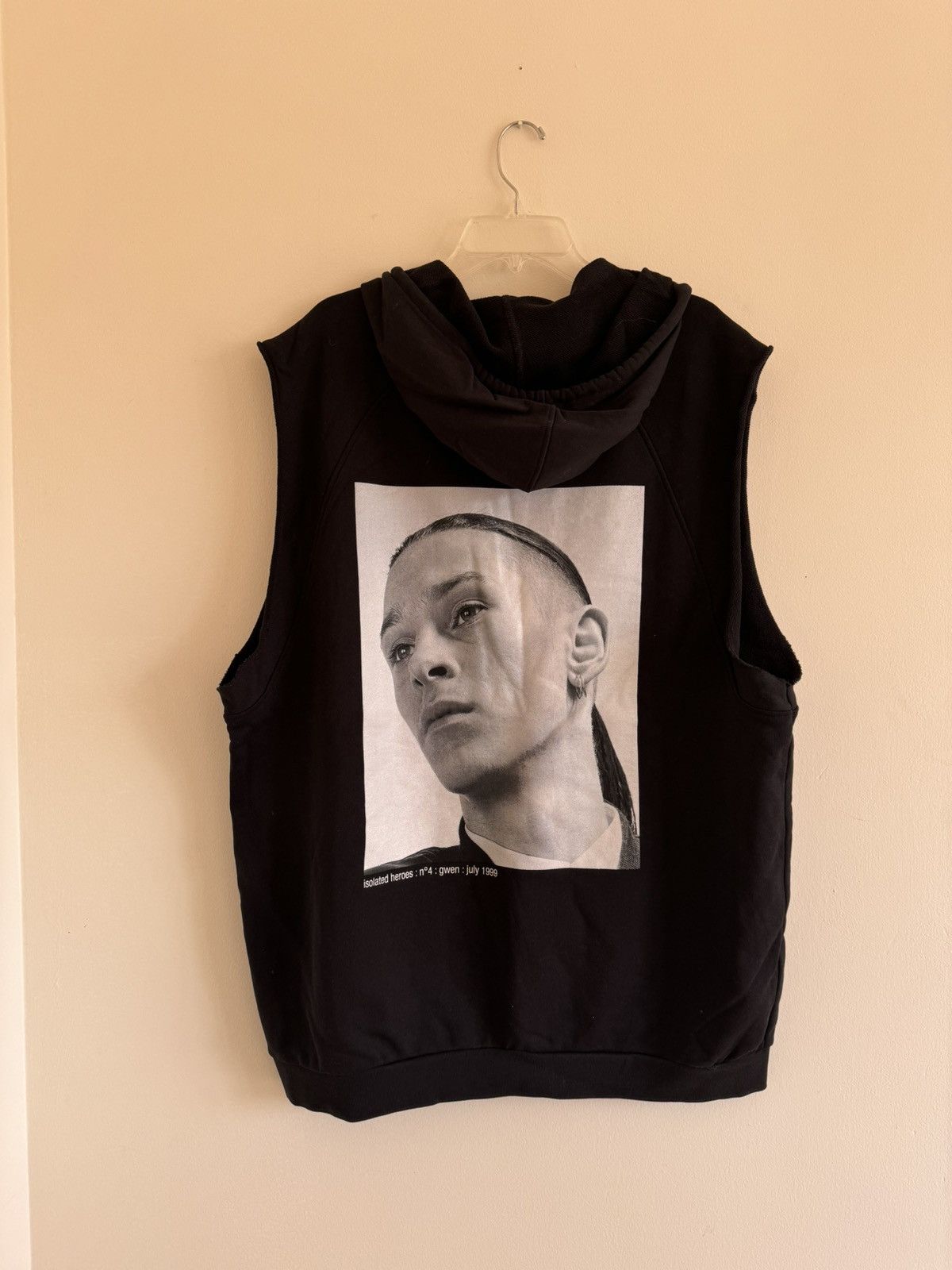 image of Raf Simons Ss16 Isolated Heroes Sleeveless Hoodie in Black, Men's (Size Small)