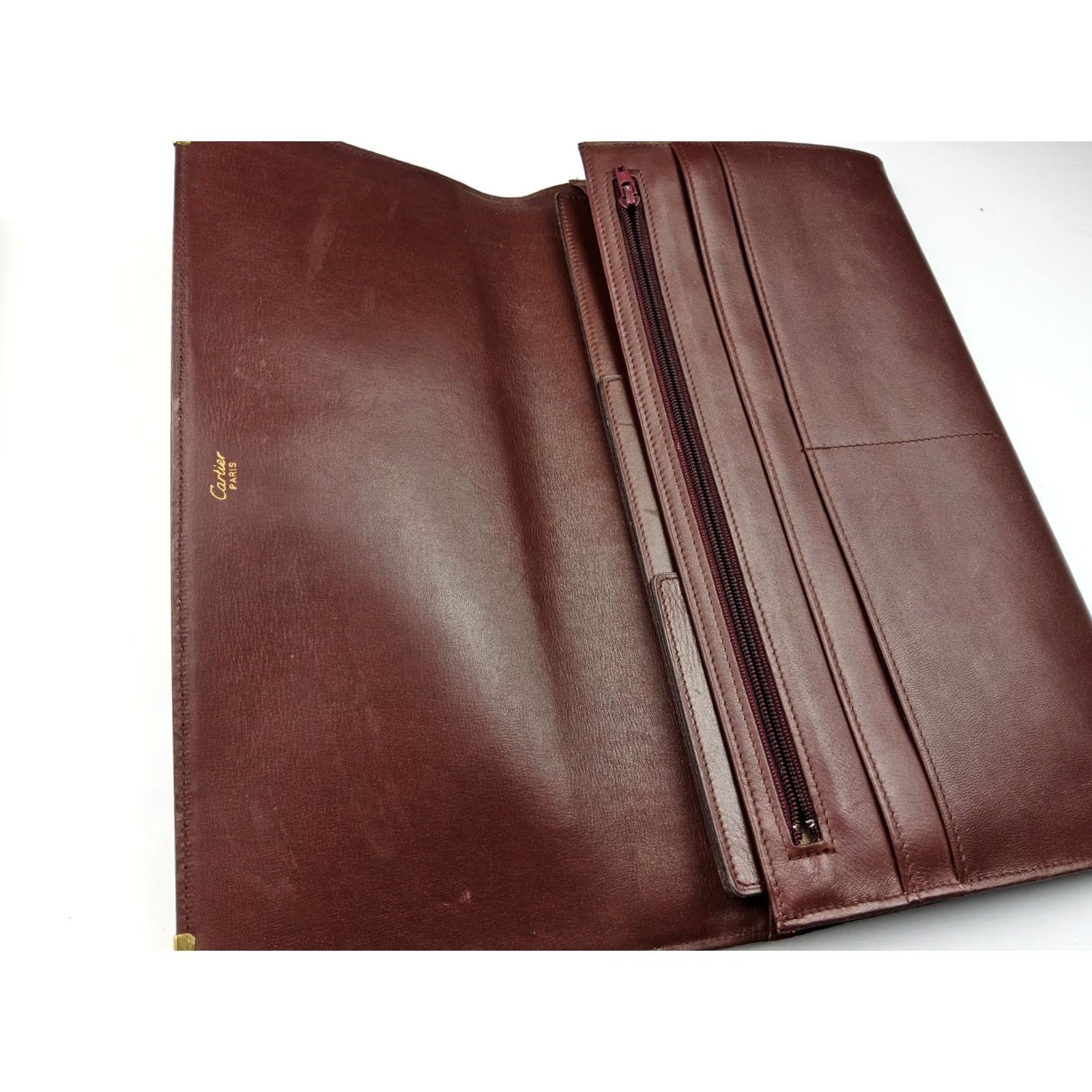 Cartier Cartier Clutch Large Leather Bordeaux Purse Women, Must De Cartier, Bag, Vintage? Size ONE SIZE - 6 Thumbnail