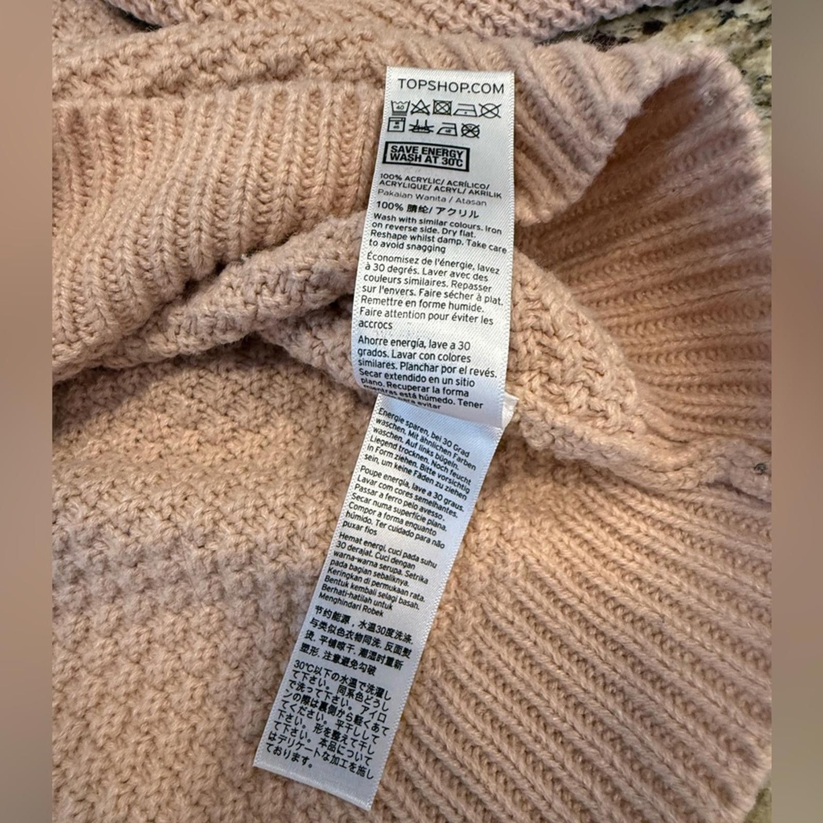 Topshop TOPSHOP pinkish tan sweater checkered ribbed knit SZ 4 Size S / US 4 / IT 40 - 7 Thumbnail