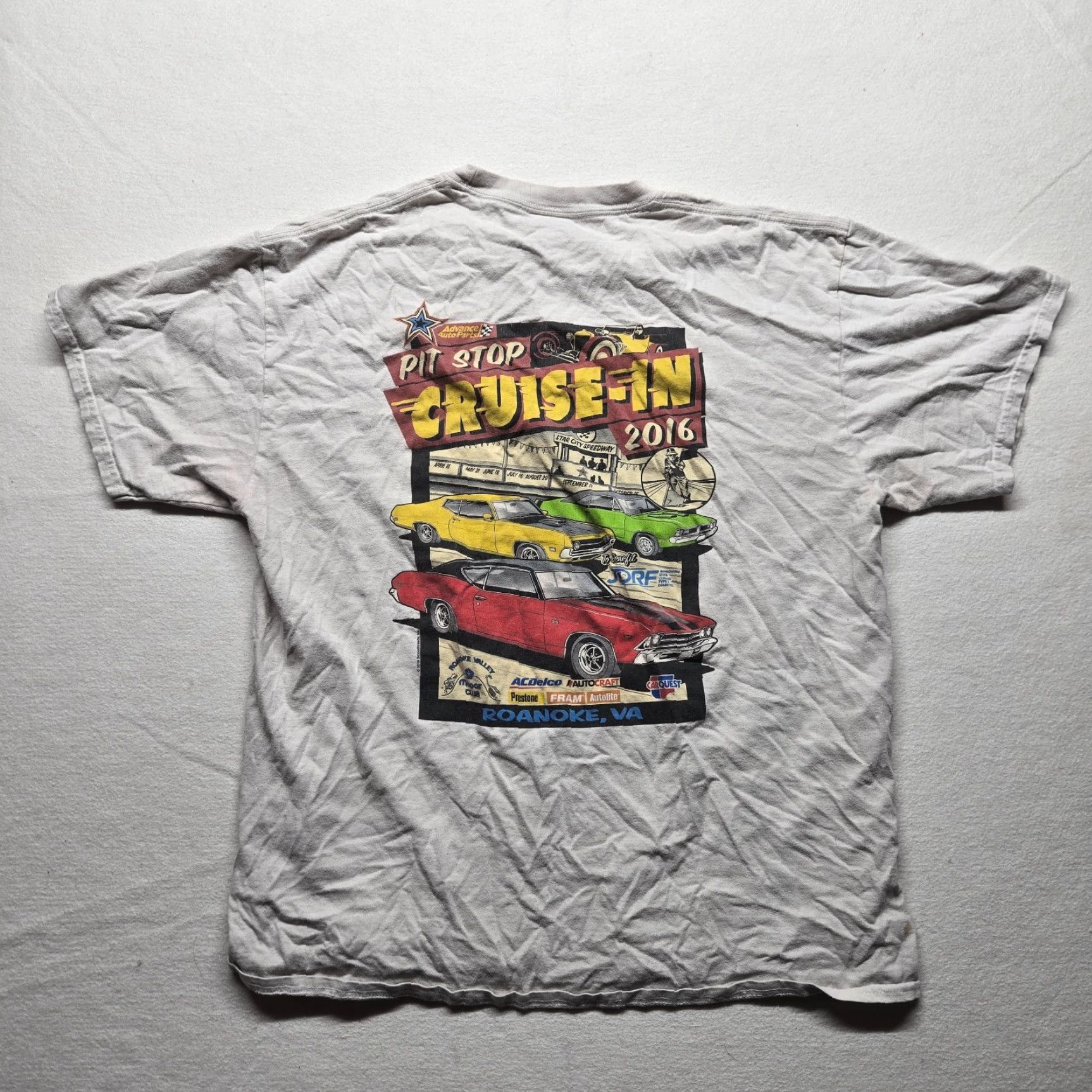 Hanes Hanes Brand Pit Stop 2016 Roanoke VA T-Shirt Men's Large L White Cotton Logo Race Car Vintage Yes | Advance Auto Parts Compatible Shirt Size US L / EU 52-54 / 3 - 8 Thumbnail