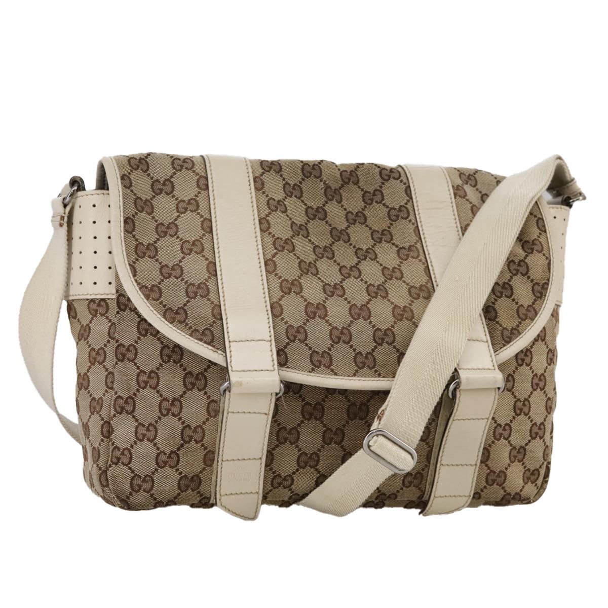 Gucci GG Canvas Shoulder Bag Beige White Silver, Women's