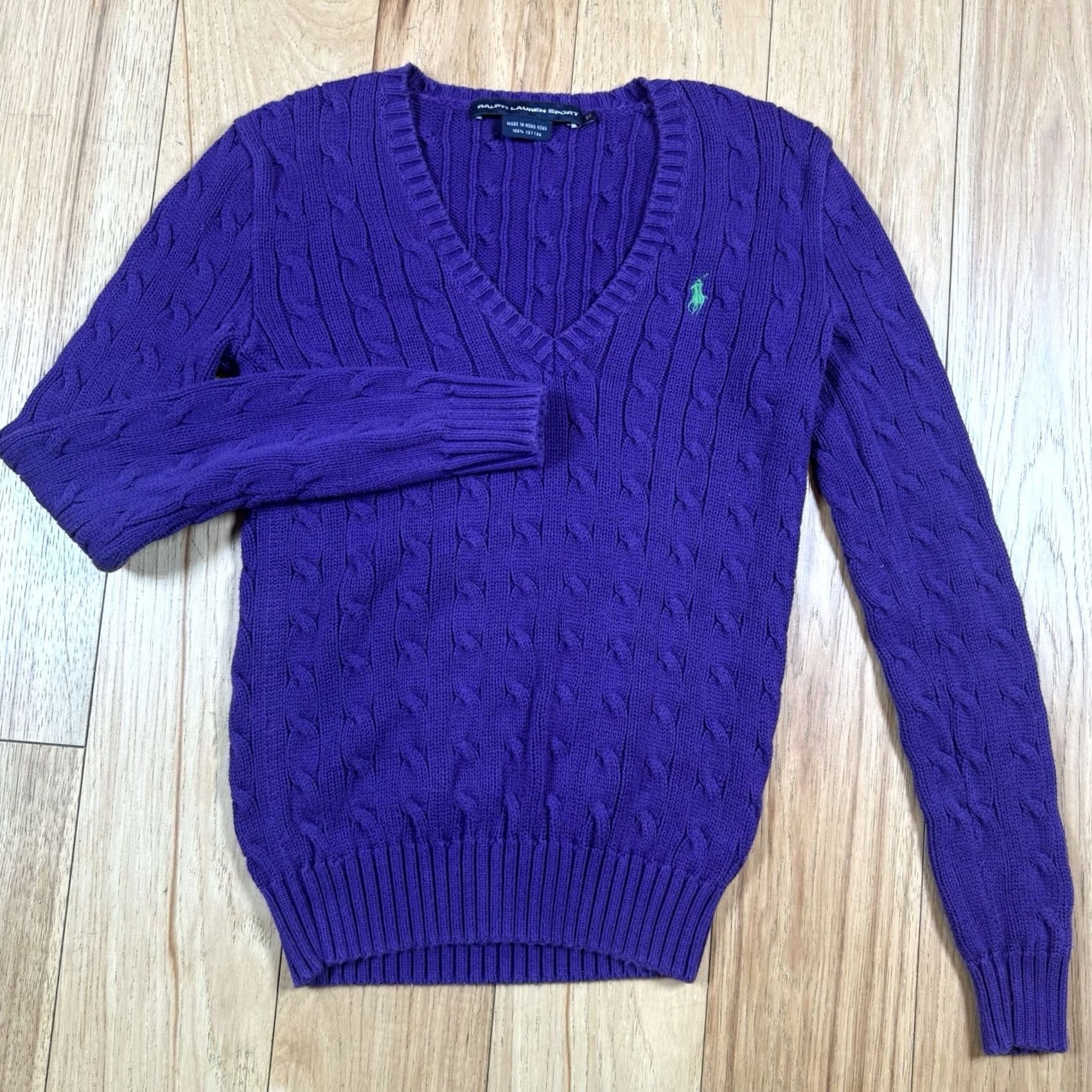Ralph Lauren VINTAGE Ralph Lauren Polo Sport Cable Knit Sweater Women’s XS Purple V-Neck Sweater Womens XS Purple Cable Knit Sports Pullover Size XS / US 0-2 / IT 36-38 - 2 Thumbnail