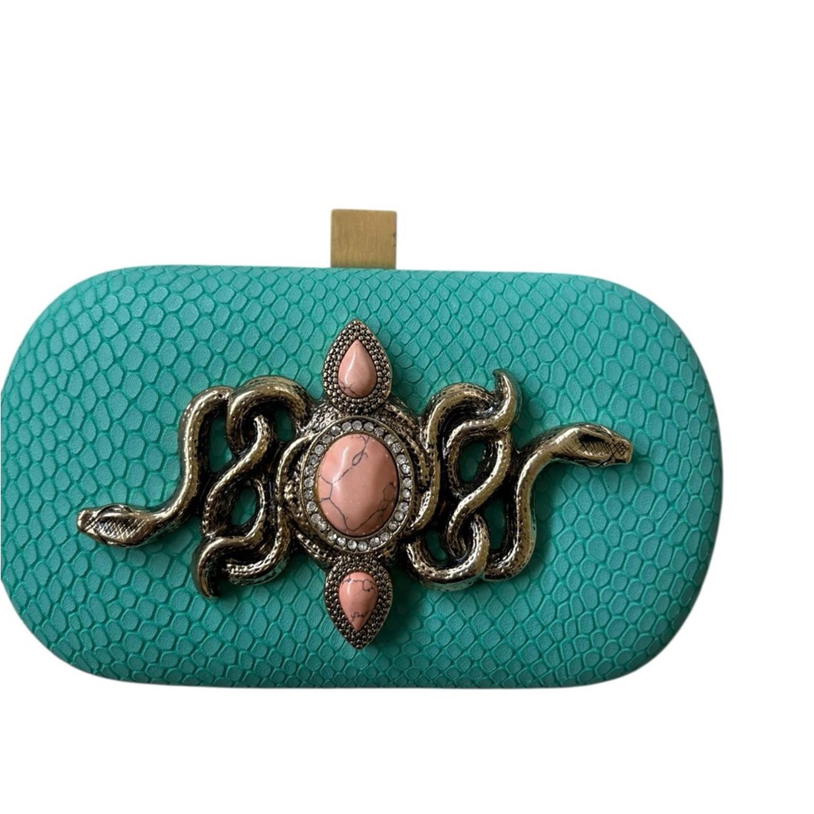 Other Samantha Wills Hand Crafted Turquoise Snakeskin Clutch Size ONE SIZE - 1 Thumbnail