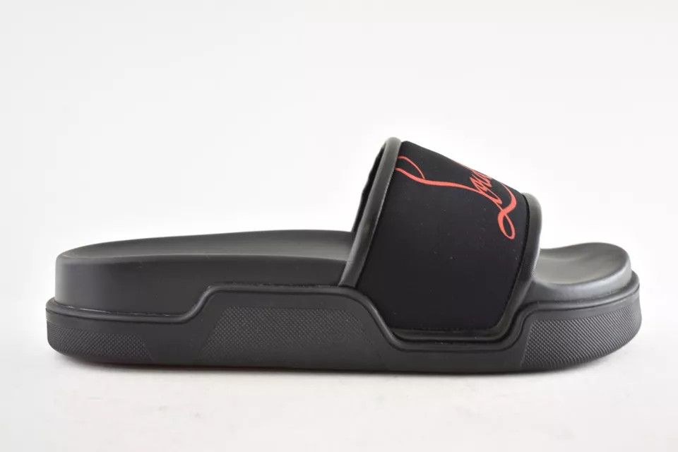 Christian Louboutin o1s1wg110924 Navy Pool Flat Sandals in Black Size US 10 / EU 43 - 3 Thumbnail