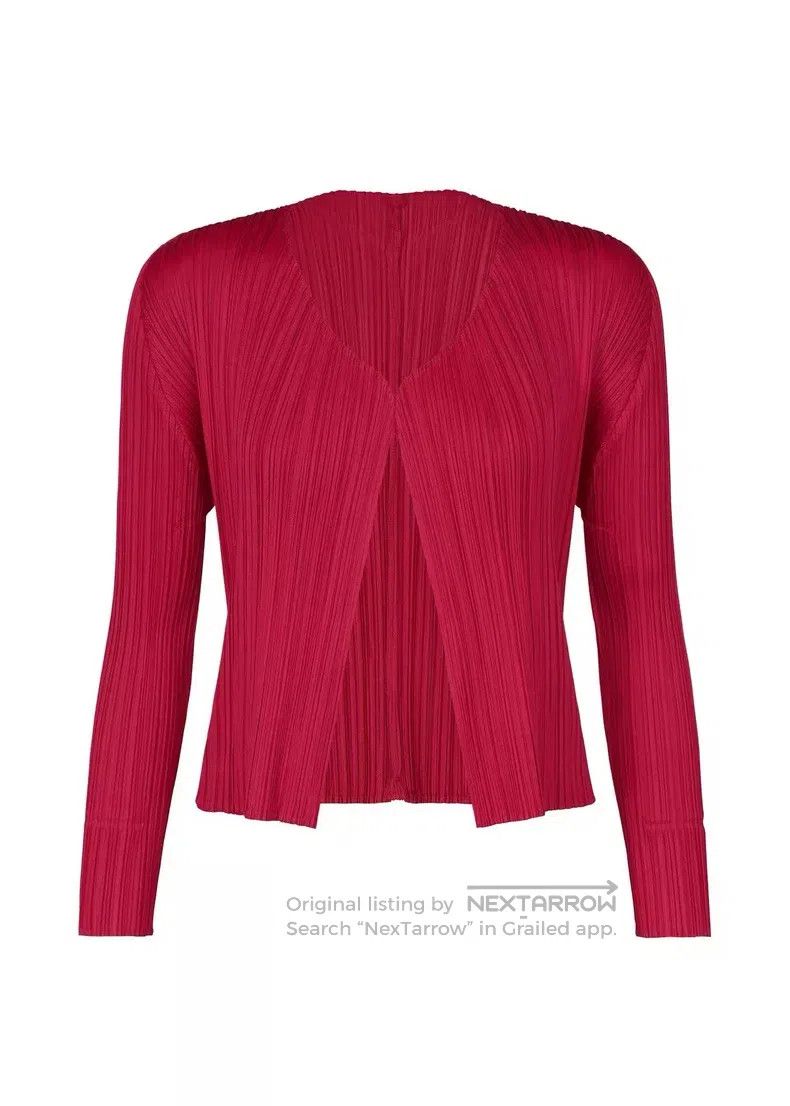 Issey Miyake Issey Miyake Full Rouge Red Iridescent Cardigan Coat Size L / US 10 / IT 46 - 1 Thumbnail