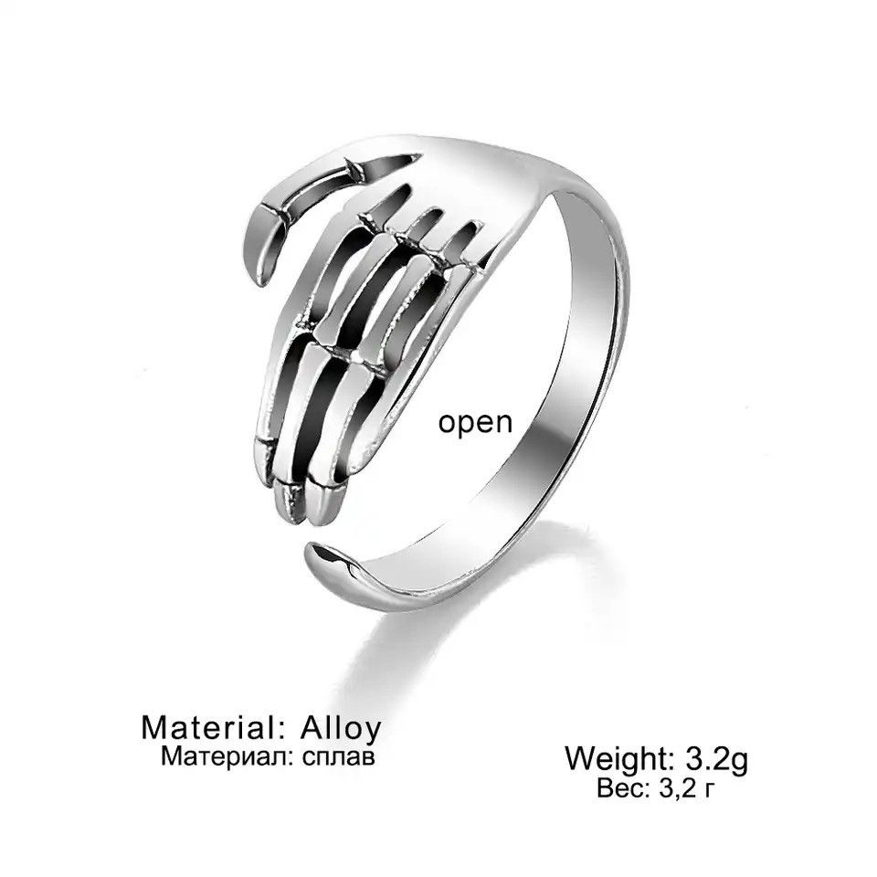Jewelry × Vintage Men Jewelry Vintage Rock Vintage Creative Skeleton Hand Ring Size ONE SIZE - 1 Thumbnail