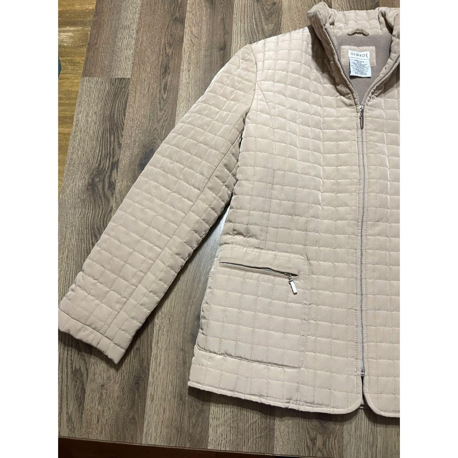 George George Jacket Women's Size Large 12/14 Tan Full Zip Zip Pockets Size L / US 10 / IT 46 - 3 Thumbnail