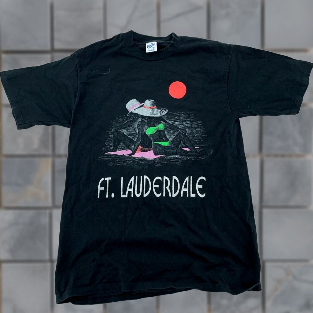 Velva Sheen VINTAGE Velva Sheen T-Shirt Fort Lauderdale Myrtle Beach Black Masc USA Crew Neck Short Sleeve FITS M Men Shirt Size US M / EU 48-50 / 2 - 1 Thumbnail
