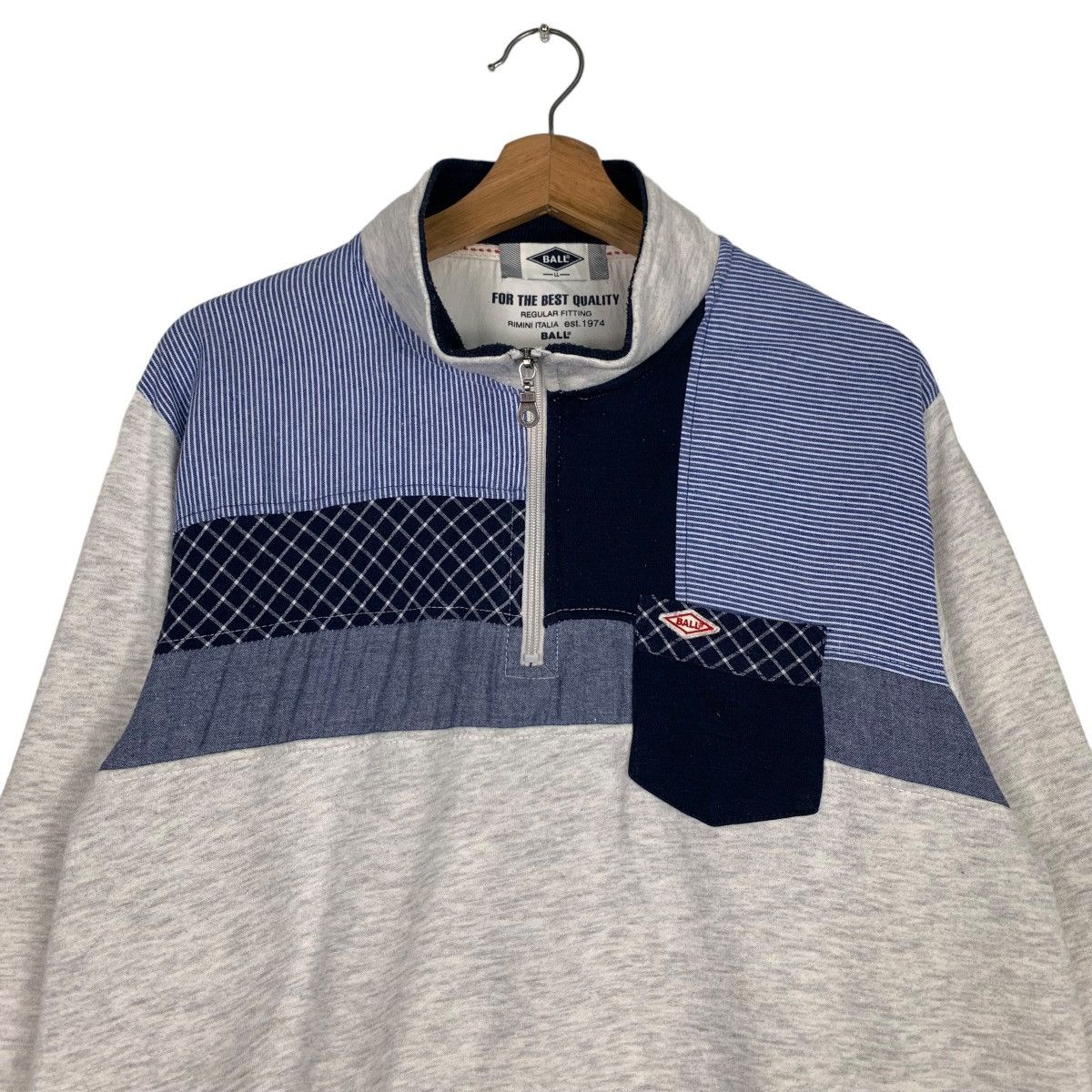 Japanese Brand BALL Half Zip Turtle Neck Colorblock Sweatshirts #0744-C34 Size US L / EU 52-54 / 3 - 2 Thumbnail