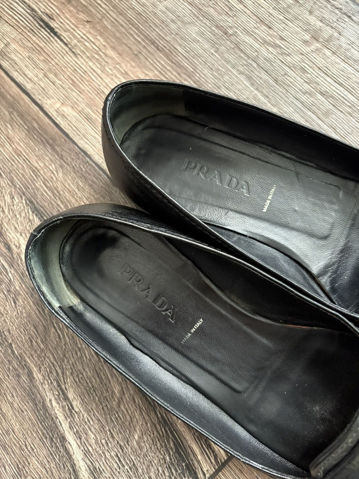 Prada Prada Black Leather Flat Shoes Women’s Square Toe Loafers Size US 9.5 / IT 39.5 - 4 Thumbnail