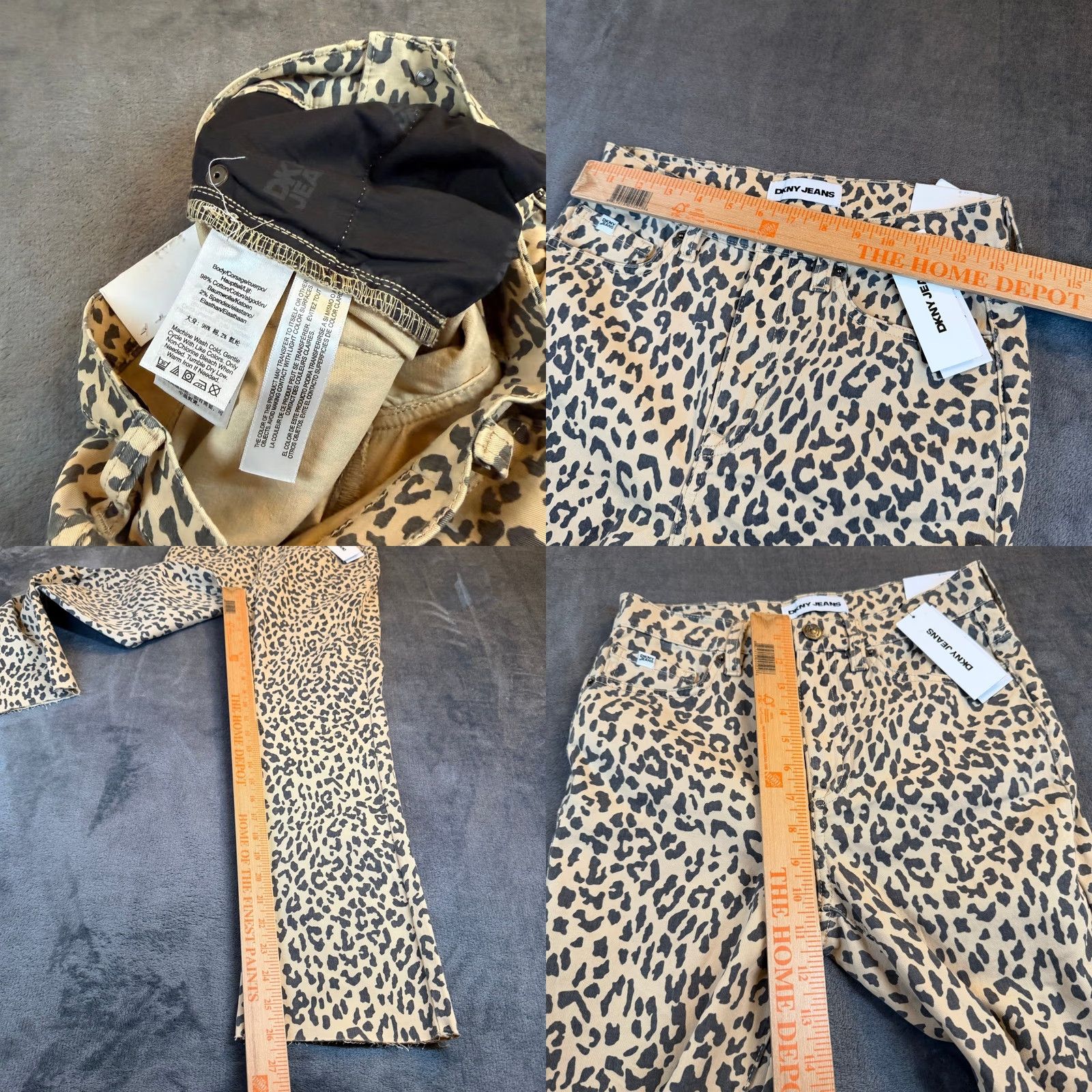 DKNY DKNY Jeans Leopard Print High Rise Flare Pants Tan Black Womens size 26 NWT Size 26" / US 2 / IT 38 - 8 Thumbnail
