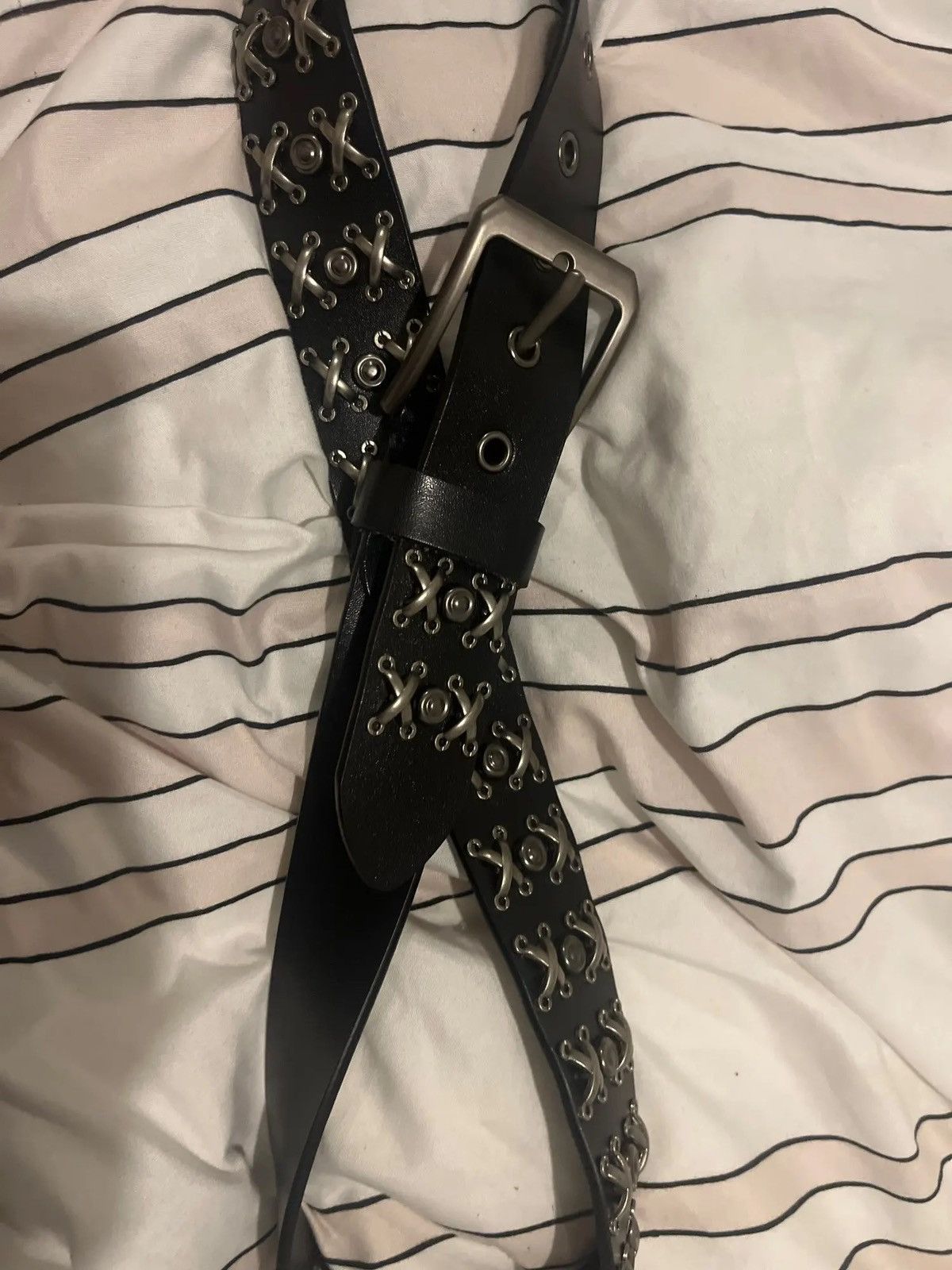 Leather X Rivet Split Leather Belt Size ONE SIZE - 4 Thumbnail