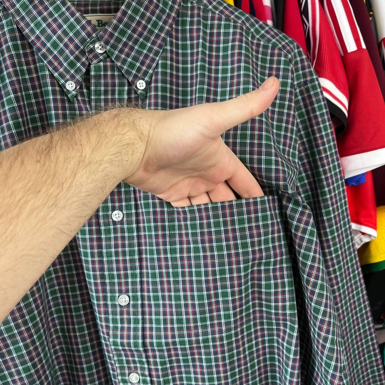 L.L. Bean Vintage 90s L.L.Bean Green Plaid Button Shirt Size US L / EU 52-54 / 3 - 3 Thumbnail