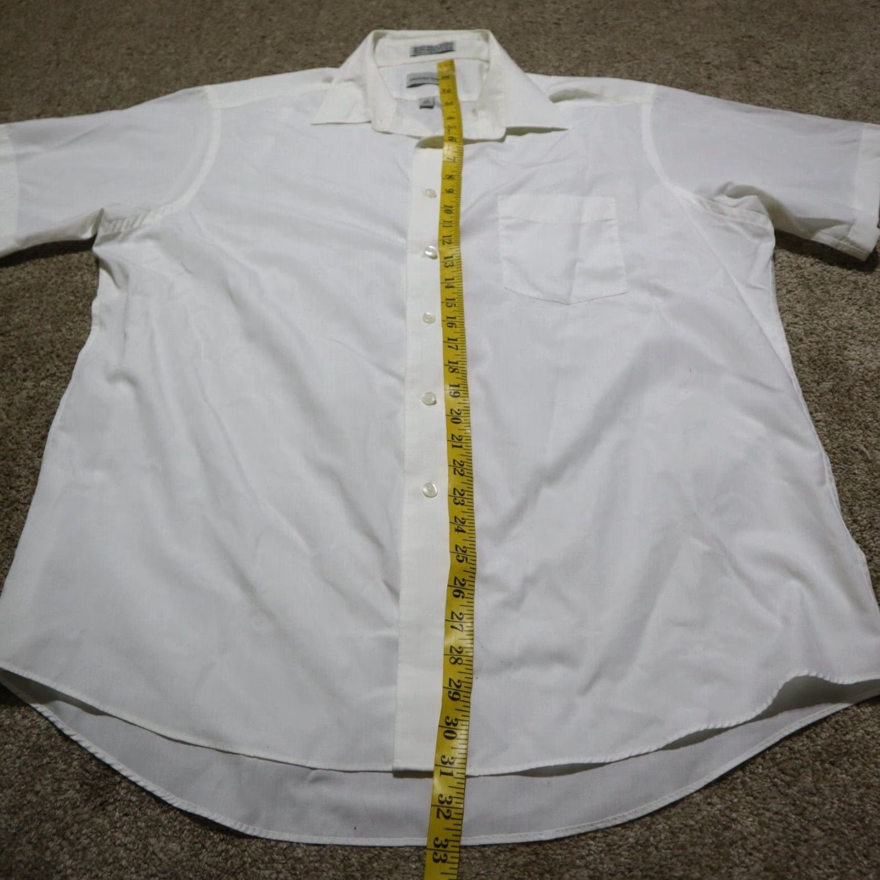 Vintage David Taylor Collection Solid White Dress Shirt Adult Size 17 Long Sleeve Button-Down Classic Mens Size 46R - 6 Thumbnail