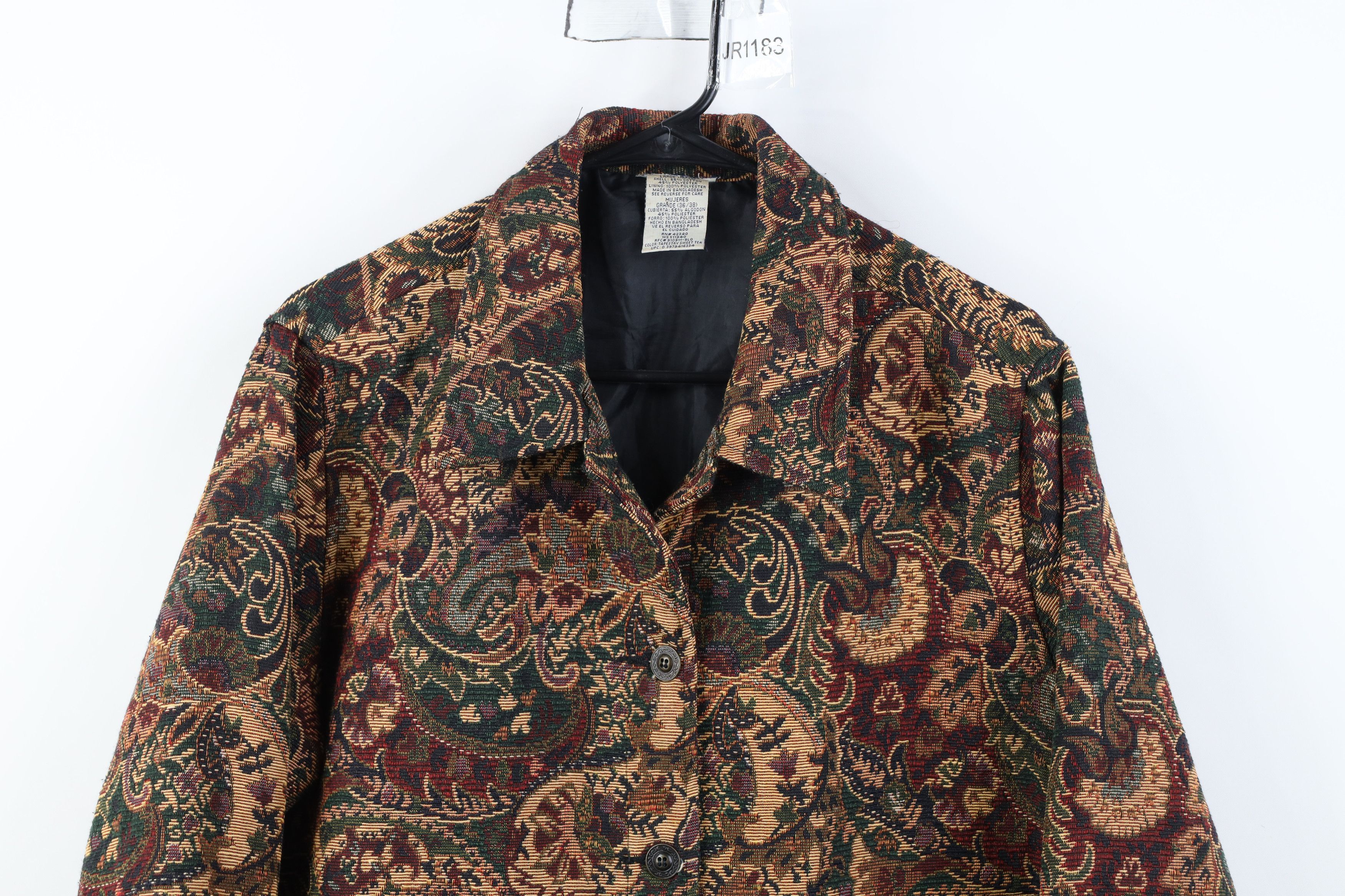 Vintage Vintage 90s Streetwear Tapestry Flower Paisley Jacket Size L / US 10 / IT 46 - 2 Thumbnail