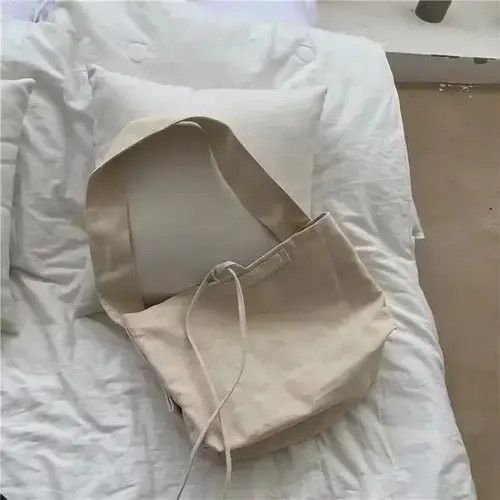 Japanese Brand Loose fit white burlap shoudler tote bag Size ONE SIZE - 4 Thumbnail