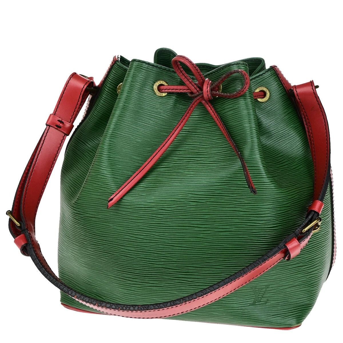Louis Vuitton Epi Petit Noe Drawstring Shoulder Bag Green in Red, Women's