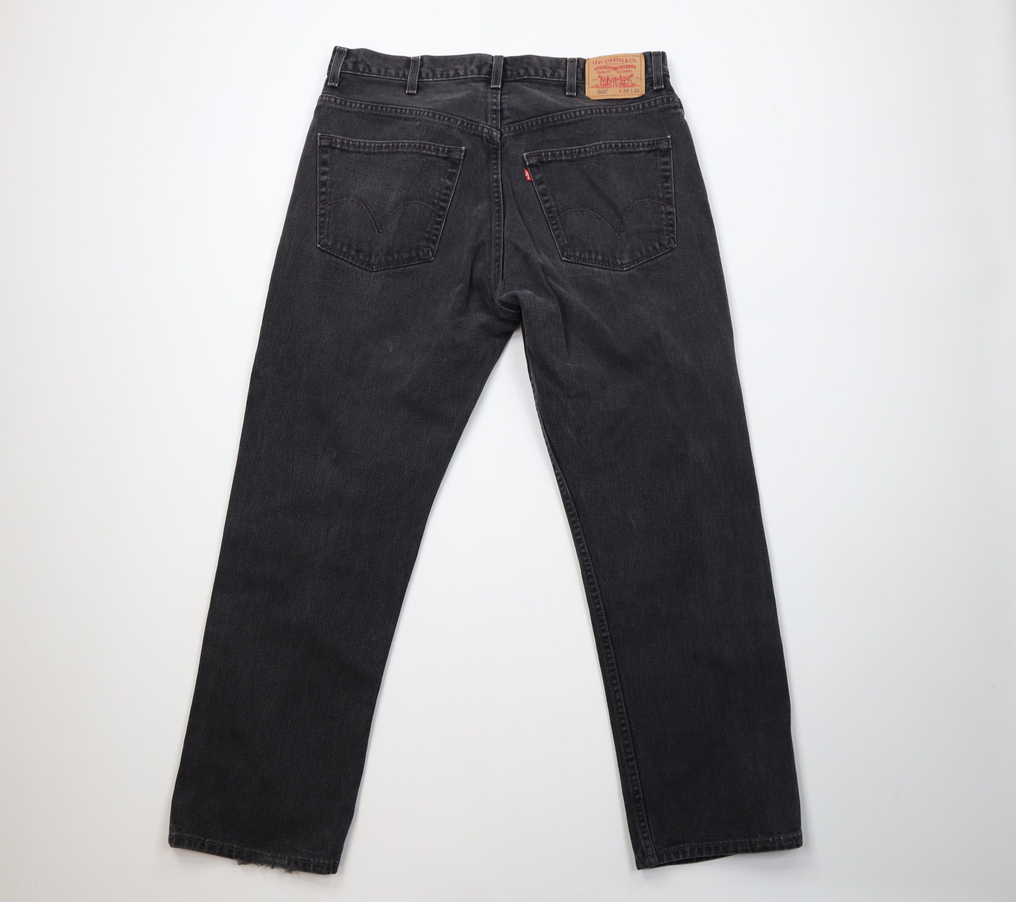 Levi's Vintage Y2K 2003 Levis 505 Regular Straight Leg Jeans Black Size US 38 / EU 54 - 9 Thumbnail