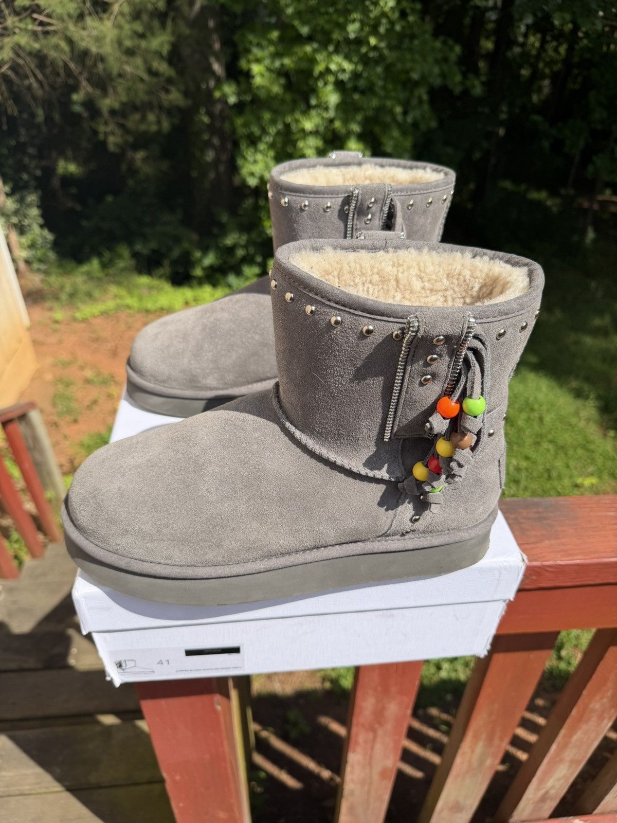 Other Bazo 1199 Grey Beaded Boots Size US 8.5 / EU 41-42 - 6 Thumbnail