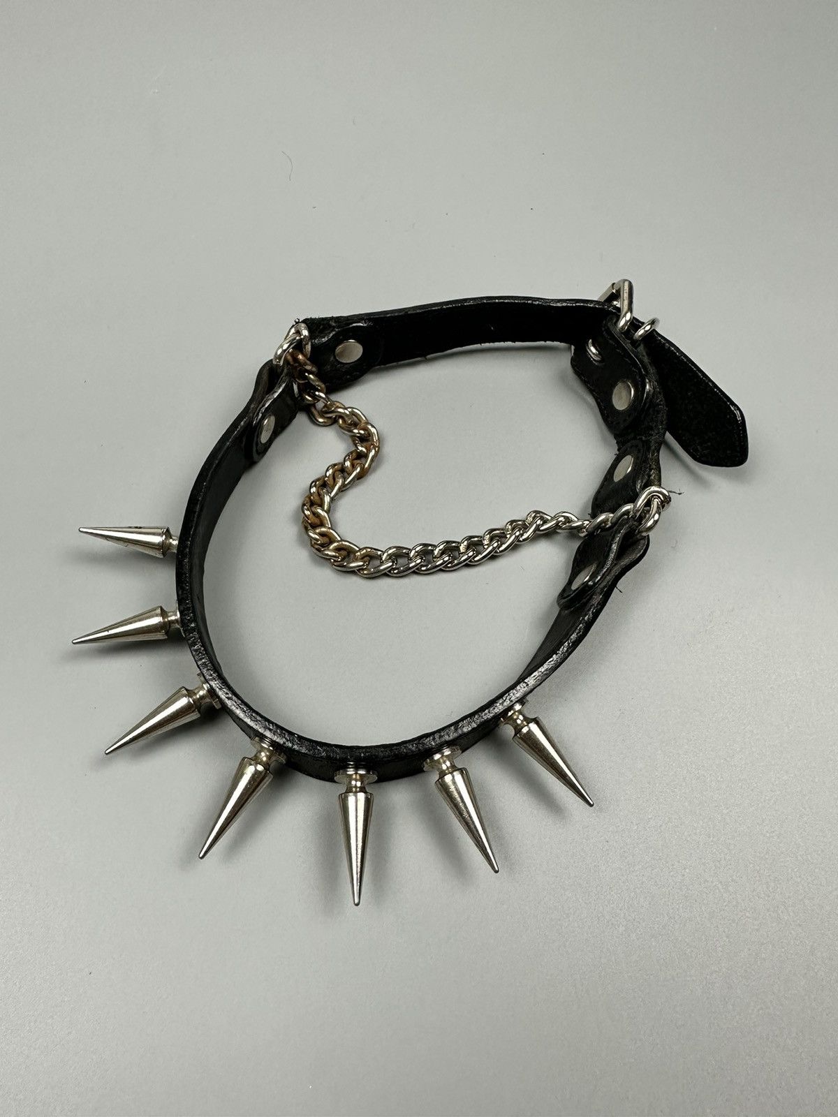 If Six Was Nine × Seditionaries 🔥Rare🔥Punk Gothic Spike Satan 666 Leather Necklace Size ONE SIZE - 2 Thumbnail