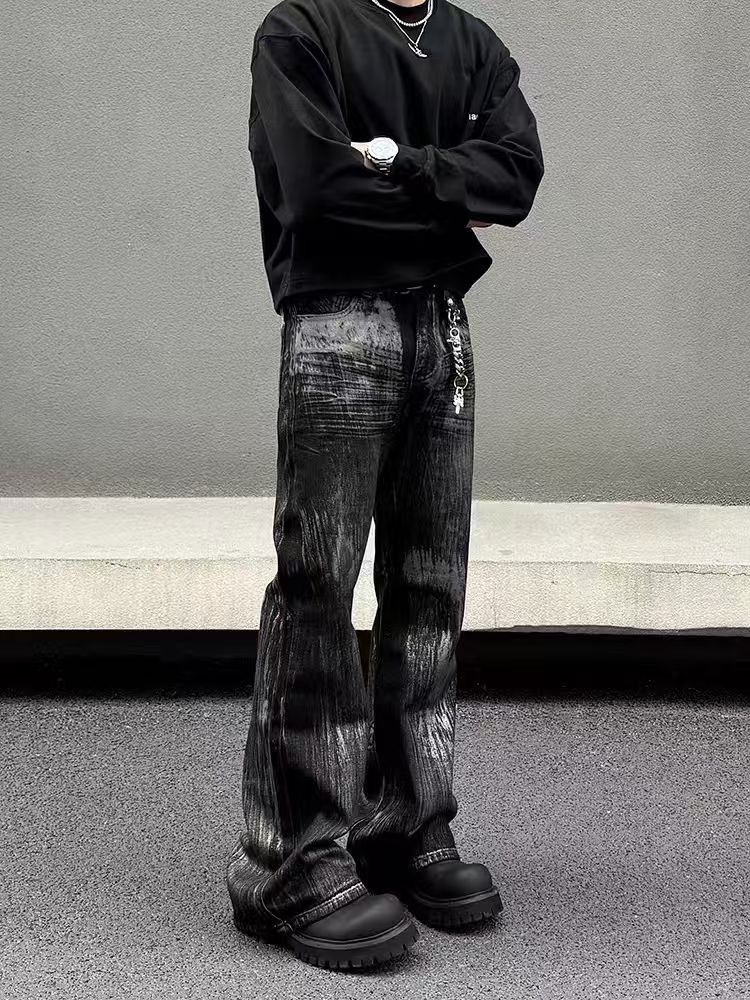 Japanese Brand × Jean High street waxed micro flare washed and distressed jeans Size US 34 / EU 50 - 1 Thumbnail