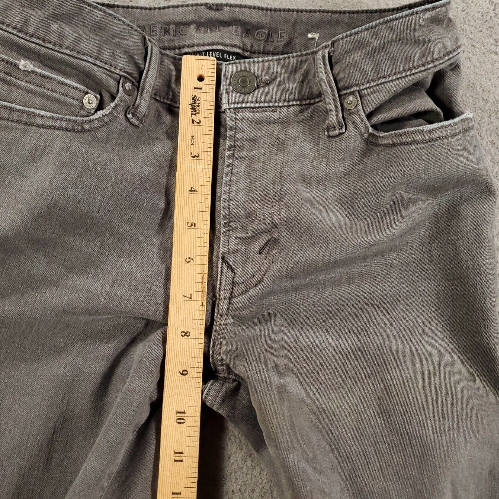 American Eagle Outfitters American Eagle Outfitters Jeans 28x32 Gray Slim Straight 5-Pocket Denim Cotton Blend Stretch Distressed Logo Button Zip AEO Size US 29 - 5 Thumbnail