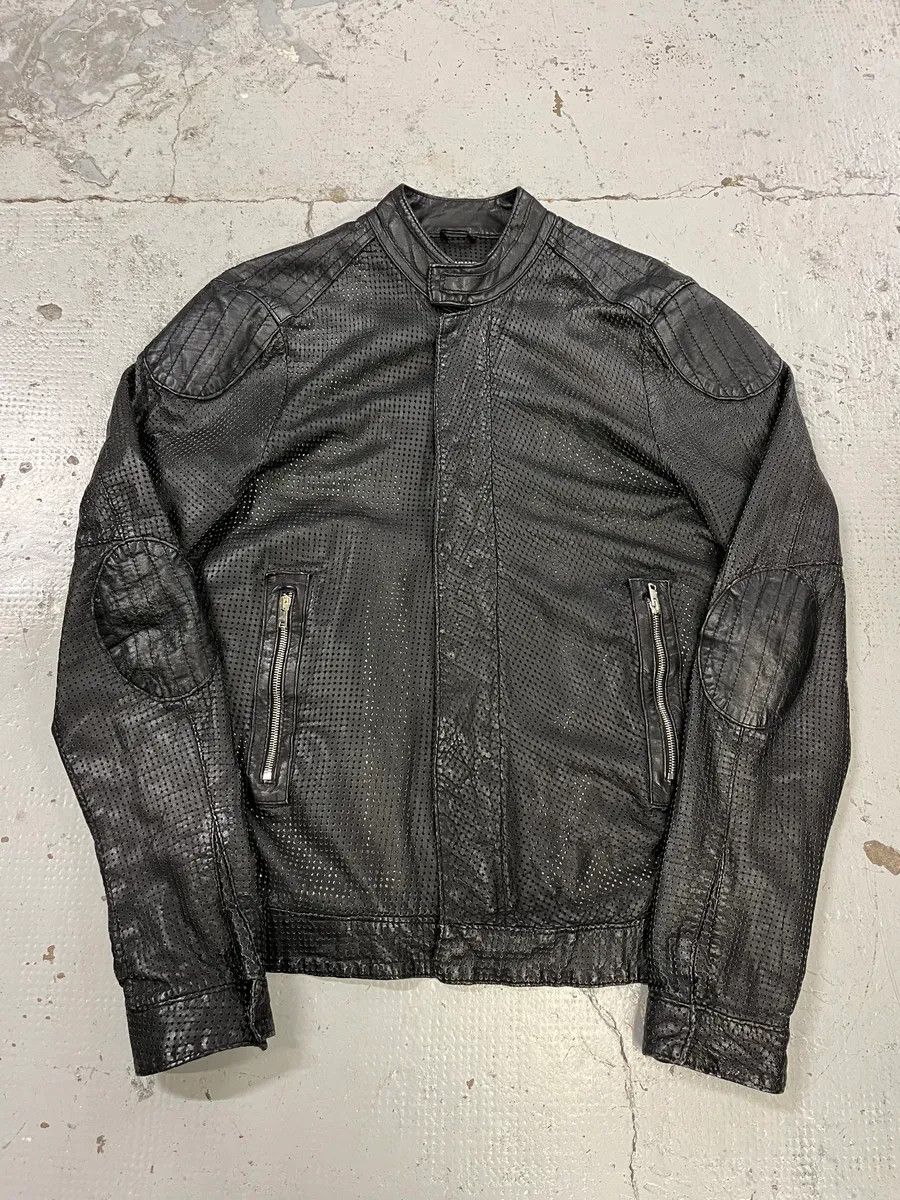 Giorgio Brato Giorgio Brato Black Perforated Leather Biker Jacket Size US M / EU 48-50 / 2 - 1 Thumbnail