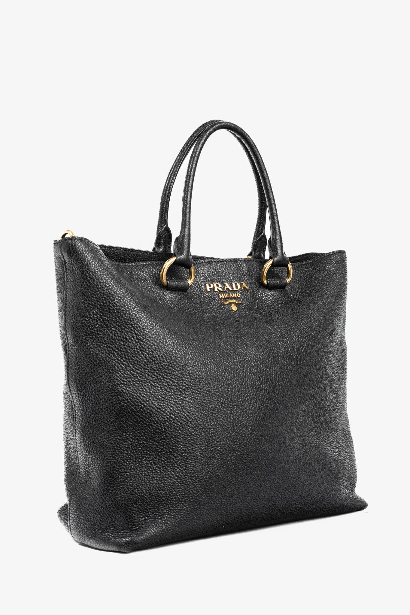 Prada Prada Nero Vitello Phenix Leather Shopping Tote Size ONE SIZE - 2 Thumbnail