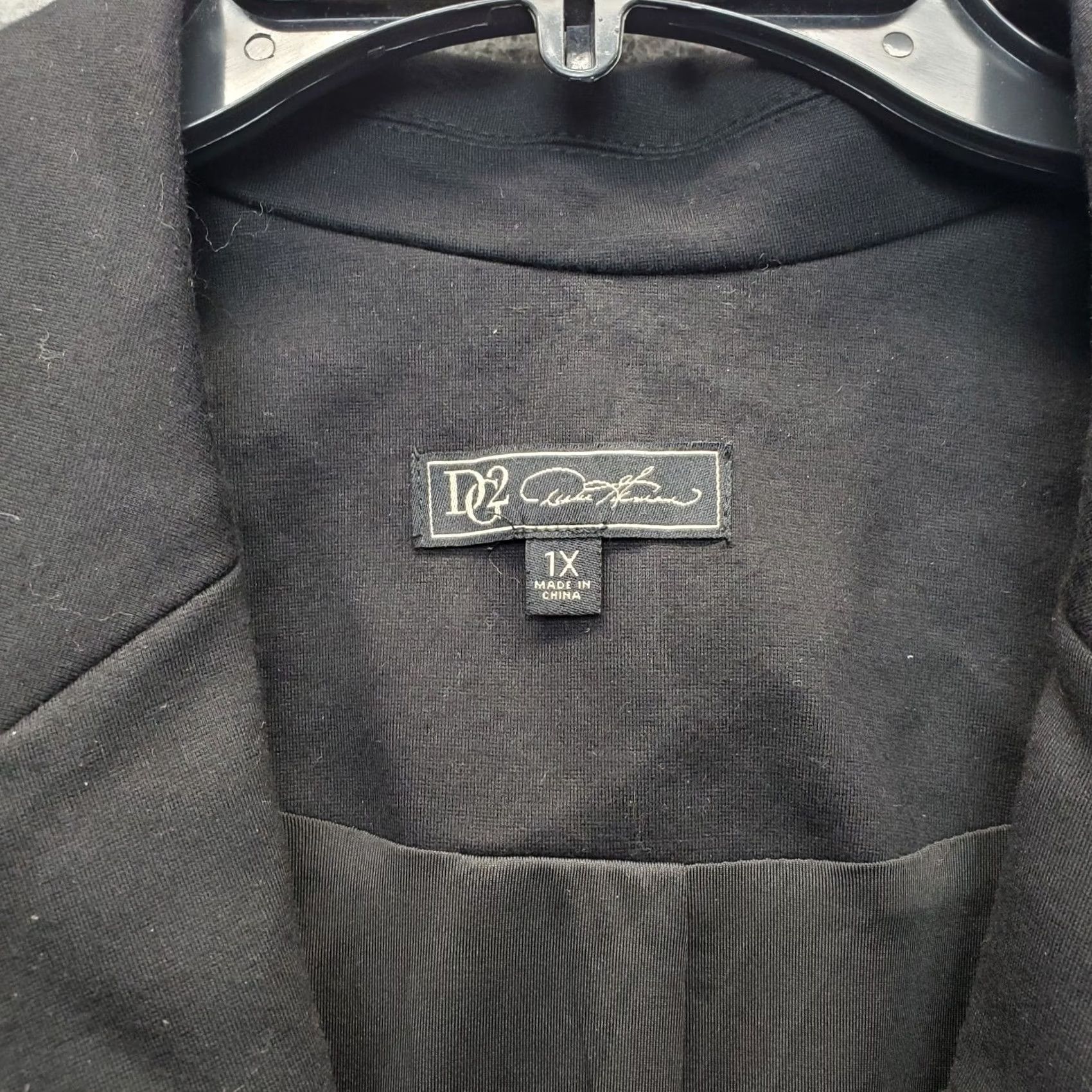 Vintage DG2 by Diane Gilman Blazer Womens 1X Black Faux Leather Trim Pockets Notch Lapel Blazer Jacket Women 1X Black NWT Mens Womens Size XL / US 12-14 / IT 48-50 - 6 Thumbnail