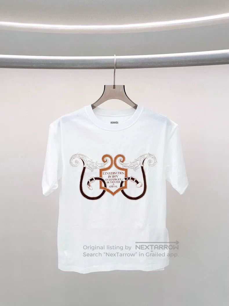Hermes Hermes White patterned T-shirt Size XXS / US 00 / IT 34 - 1 Thumbnail