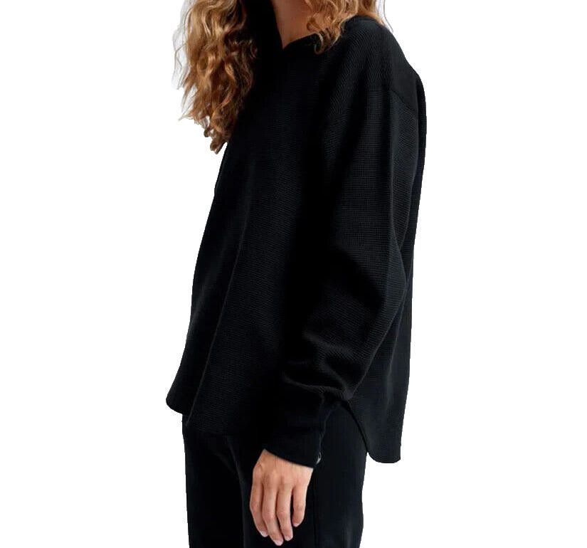 Reigning Champ Reigning Champ Women Small Black Flatback Thermal Shirt Top Size S / US 4 / IT 40 - 3 Thumbnail