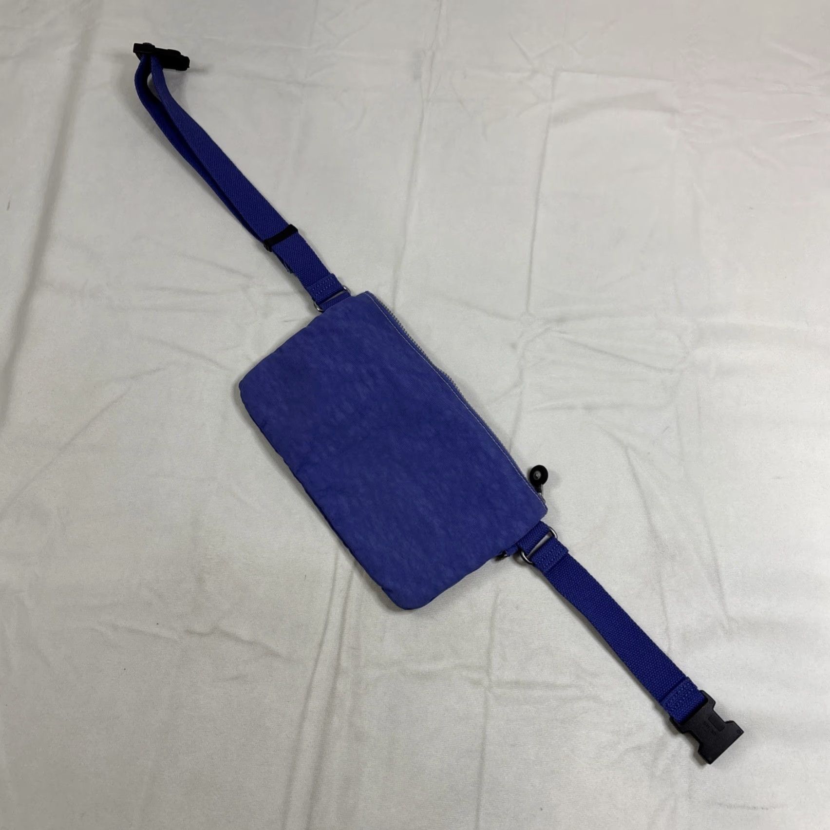 Vintage Kipling Blue Nylon Fanny Pack/Belt Bag Multi Pocket Travel Everyday Purse Crossbody Women's Medium Blue Nylon Bag Black/Gray Lining Pockets Size ONE SIZE - 6 Thumbnail
