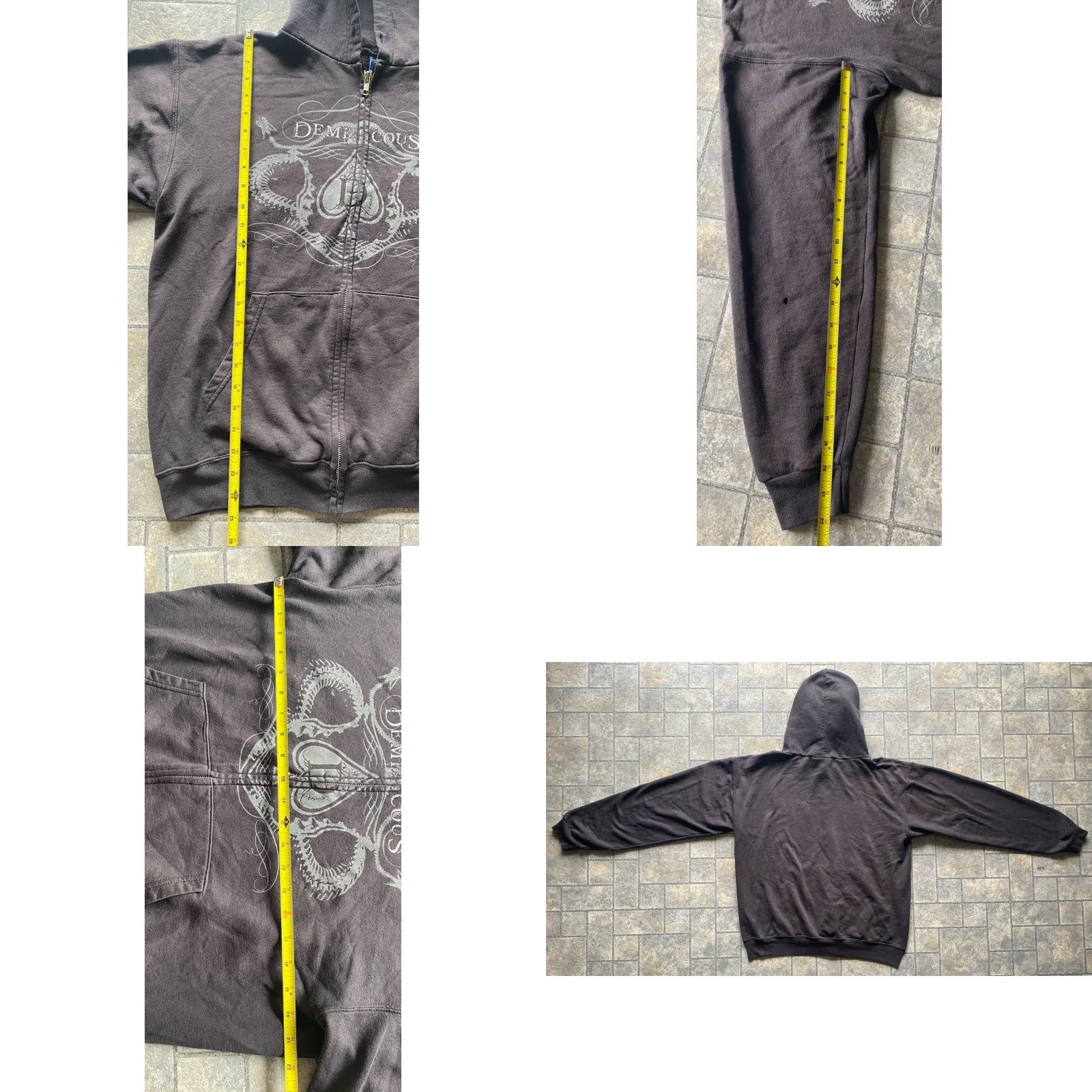 Vintage Demiricous Metal Band Hoodie Full Zip Men’s Medium B&E Sport Black Flaws Damage Wear Size US M / EU 48-50 / 2 - 9 Thumbnail