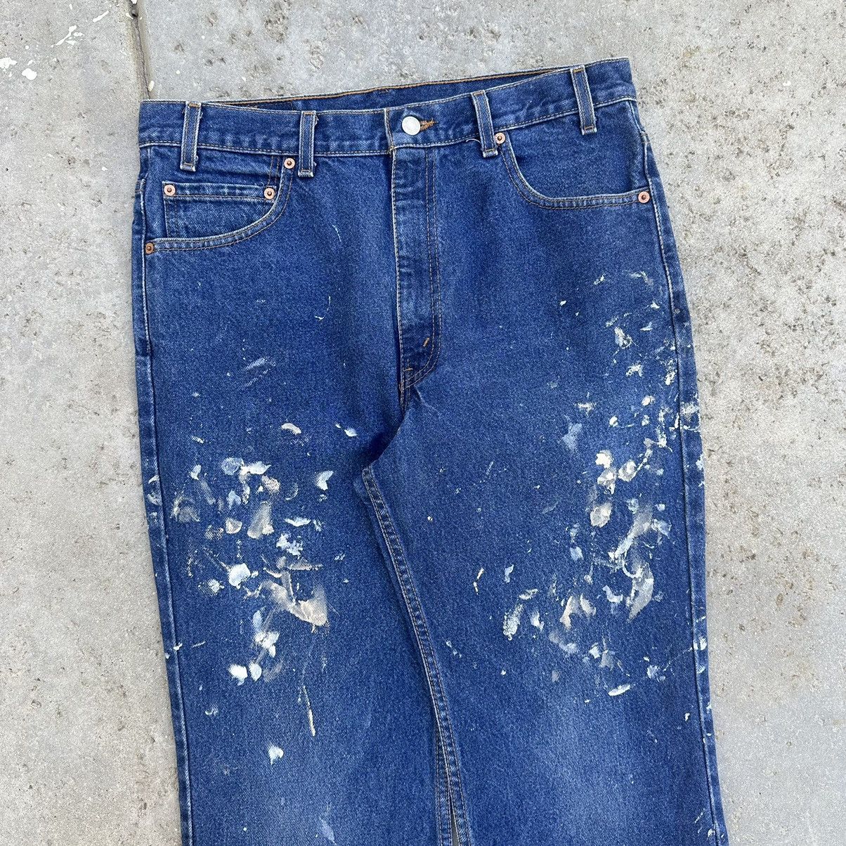 Levi's VTG 90’s Levis 517 Paint Splattered Dark Wash Denim Jeans Size US 34 / EU 50 - 3 Thumbnail