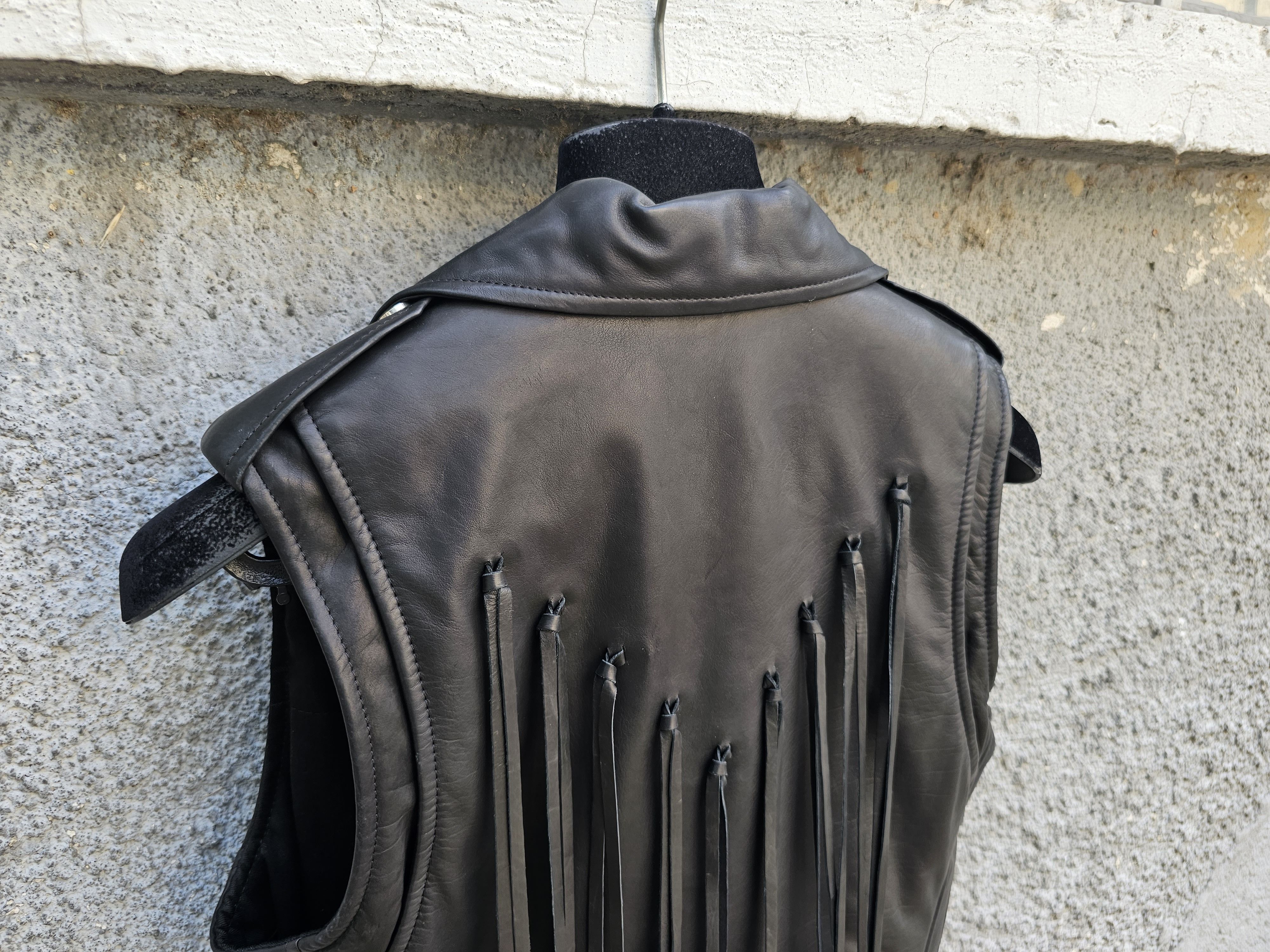 Amiri $3200 AMIRI Black Fringed Women's Biker Leather Vest Size M / US 6-8 / IT 42-44 - 19 Thumbnail