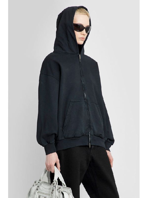 Balenciaga o1bcso1str0525 Paris Zip-Up Hoodie Small Fit in Black Size L / US 10 / IT 46 - 2 Thumbnail