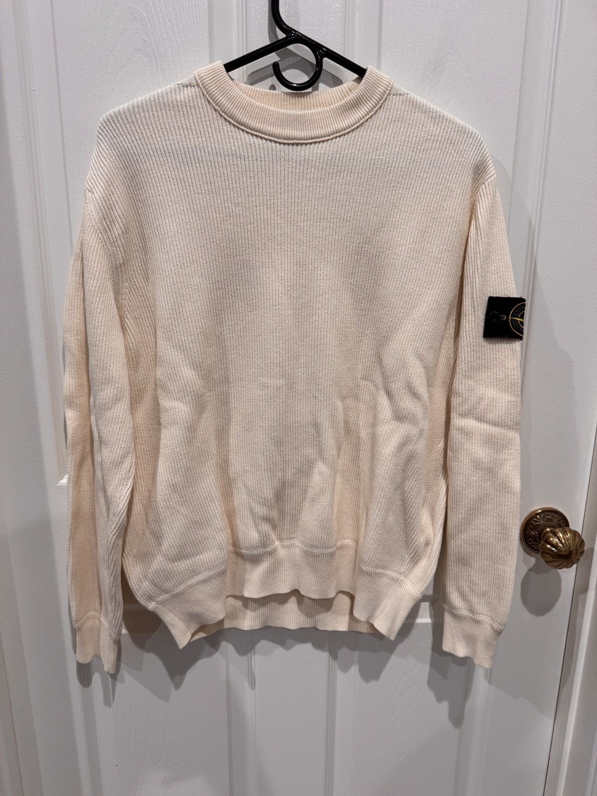 Stone Island Stone Island Mens Creme Knit Sweater Size M (fits TTS) Size US M / EU 48-50 / 2 - 1 Thumbnail