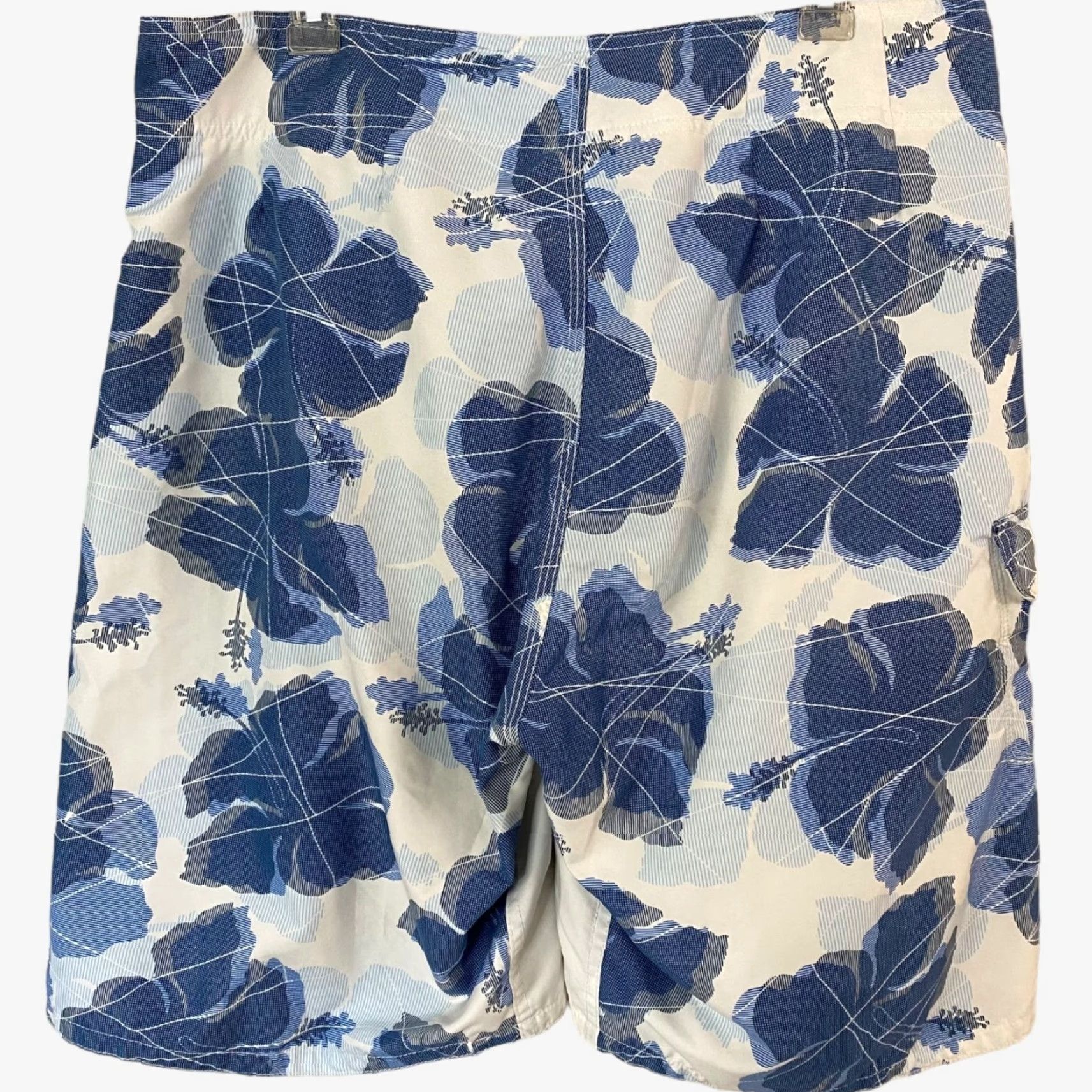 Anchor Blue VINTAGE Anchor Blue Board Shorts Mens 36 White Blue Surf Swim Tropical Print Pockets 100% Polyester Beach Size US 36 / EU 52 - 4 Thumbnail