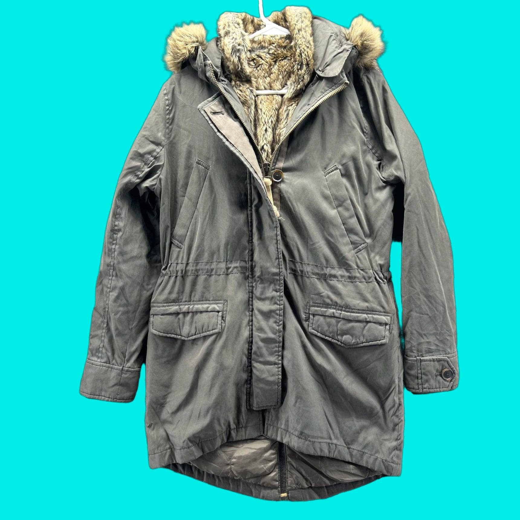Abercrombie & Fitch Abercrombie & Fitch Parka Jacket Womens Small Green Olive Hooded Lined Vintage Size S / US 4 / IT 40 - 1 Thumbnail