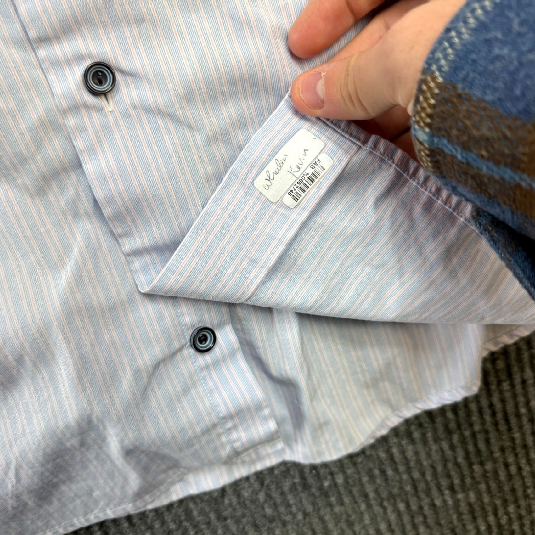 Eton ETON Shirt Mens 17 Slim Blue Striped Poplin Cotton Dress Spread Collar Long Sleeve Button Up Regular Fit Size 46R - 7 Thumbnail