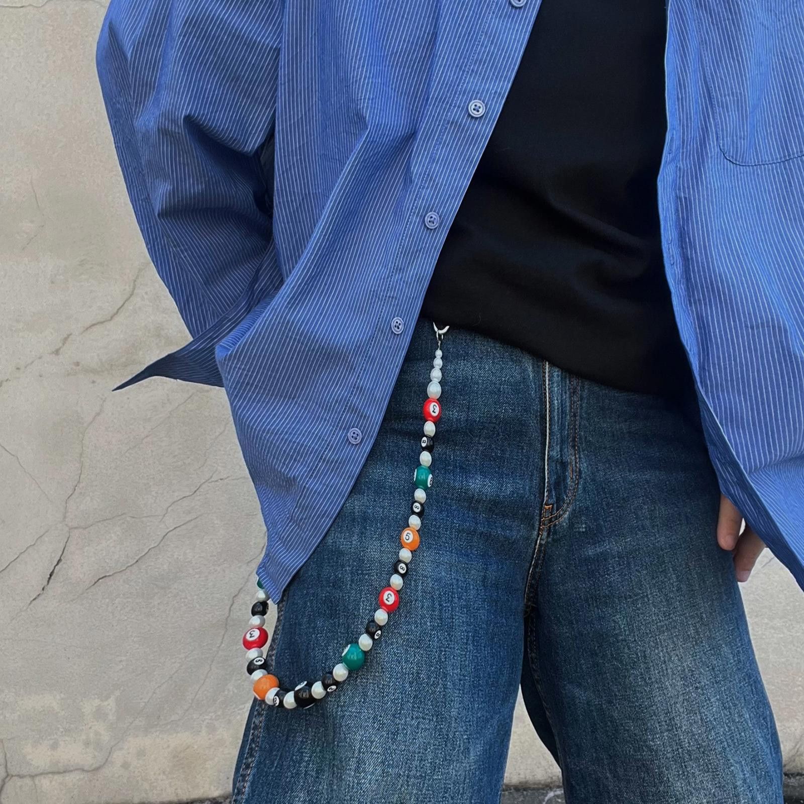 Jewelry Colorful 8 Ball / Pool Ball Beaded Wallet Chain, Belt Chain Size ONE SIZE - 5 Thumbnail