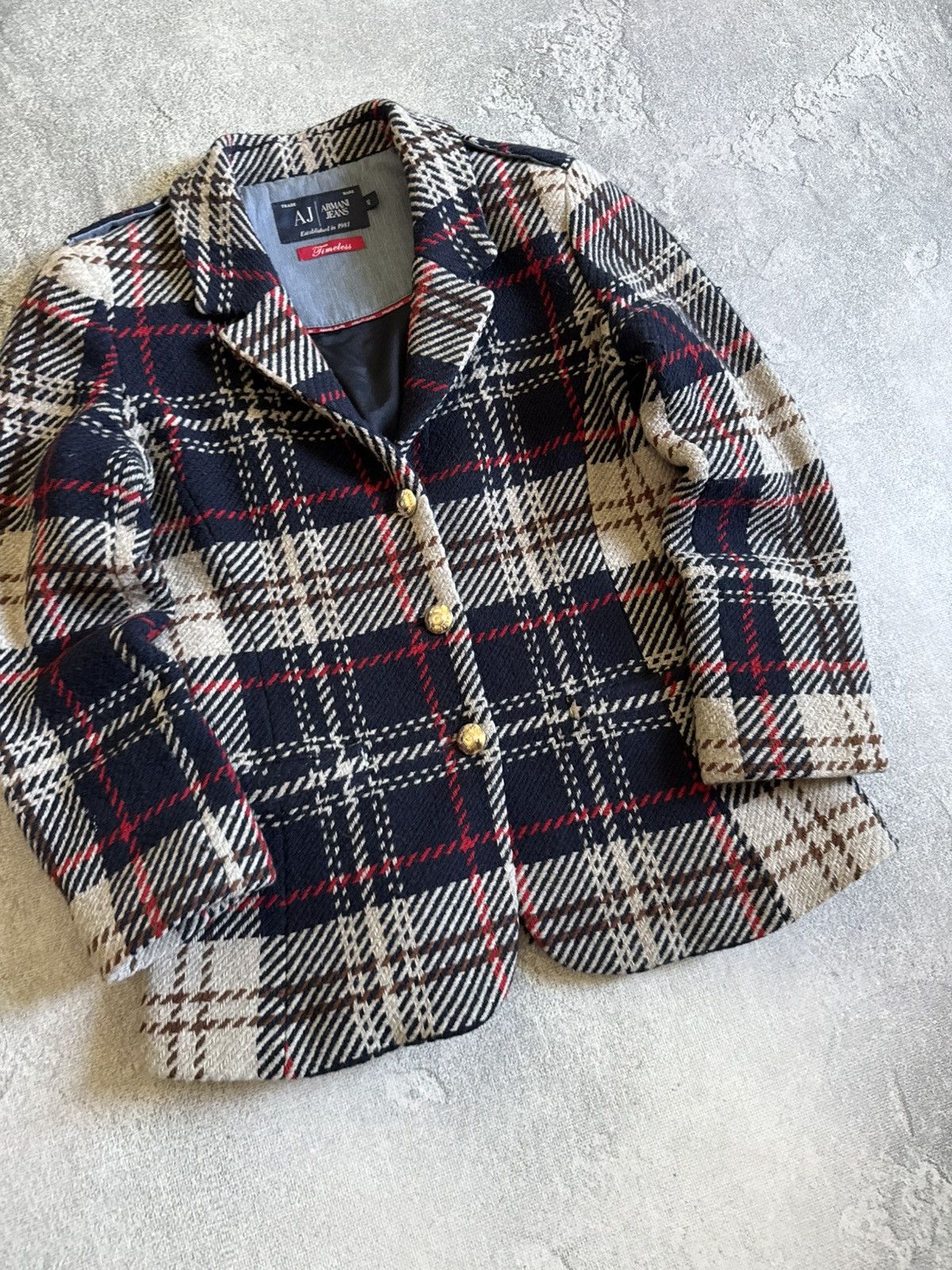 Armani Armani Jeans USA4/EU40 wool Chekered jacket blazer casual Size S / US 4 / IT 40 - 3 Thumbnail