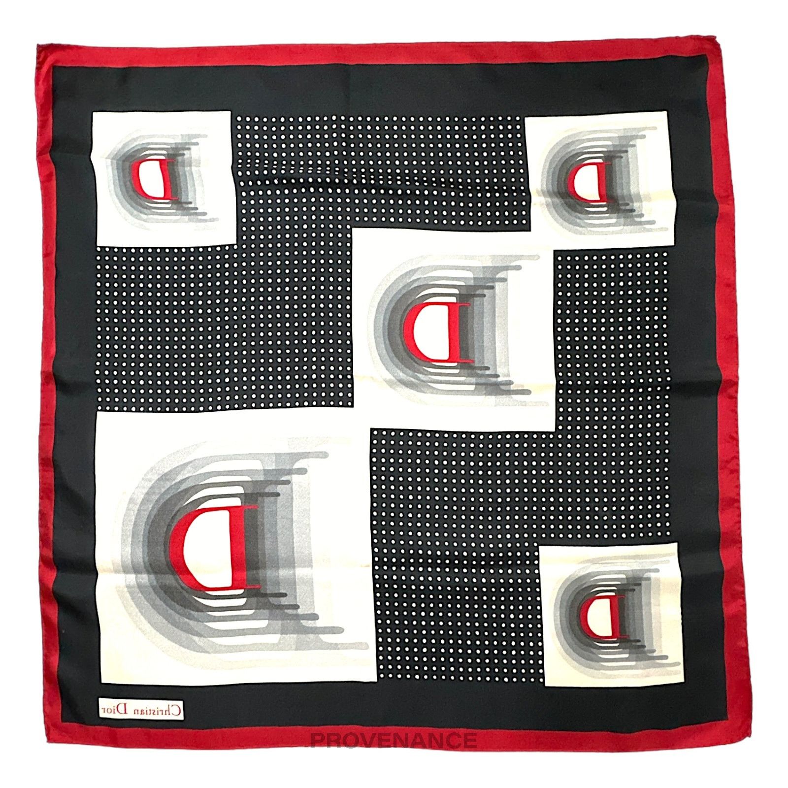 Dior 🔴 Christian Dior D Infinity Silk Scarf 75 - Red Black White Size ONE SIZE - 2 Thumbnail