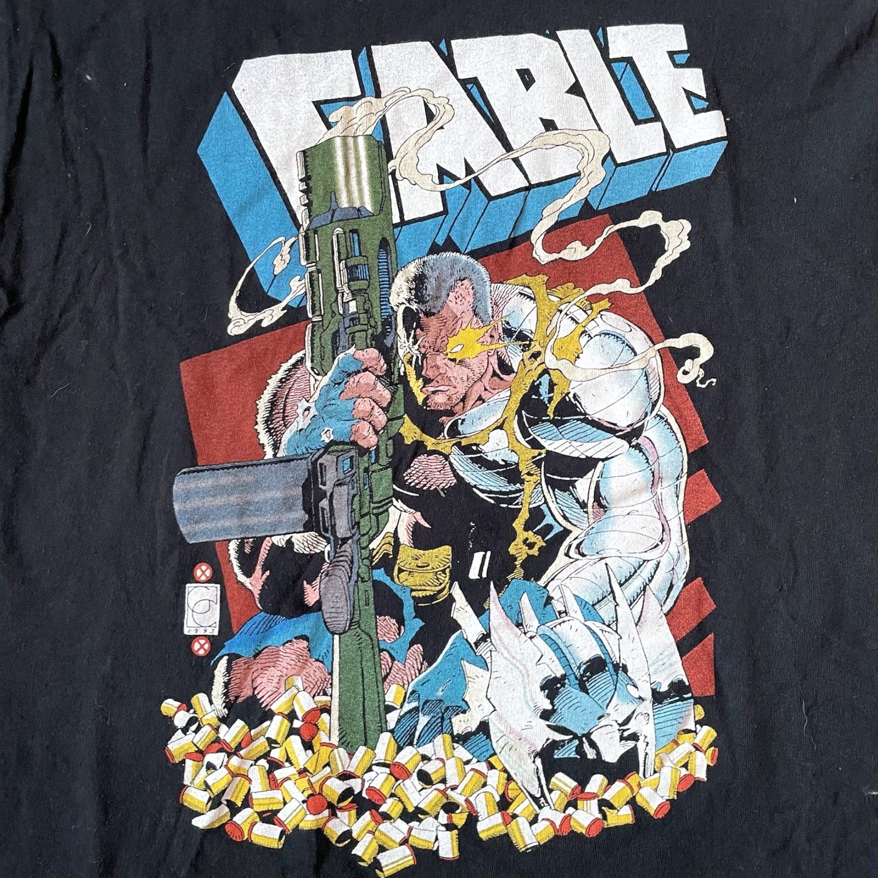 Vintage VINTAGE Cable Shell Casings T Shirt Marvel Licensed Mens Crew Neck Short Sleeve Black Cotton Logo 90s Comics USA Size US L / EU 52-54 / 3 - 3 Thumbnail