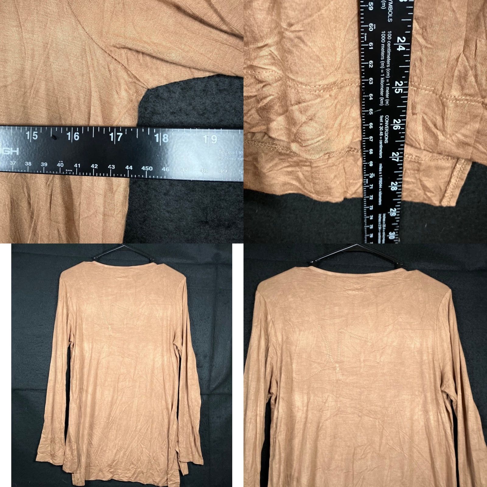 Vintage Chicos Womens Blouse Brown High Low Tunic Keyhole Lace Up Shoulder Stretch Crew Neck Long Sleeve Regular S Shirt Size S / US 4 / IT 40 - 8 Thumbnail