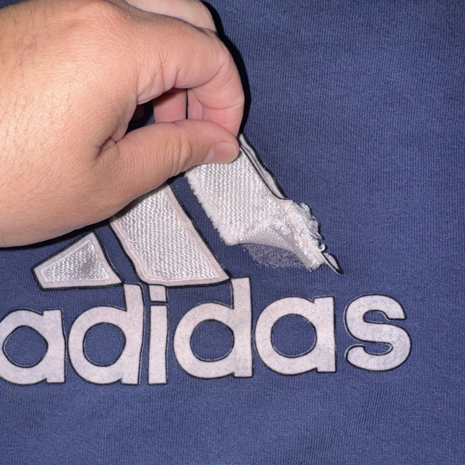 Adidas × Vintage Vintage Adidas Crewneck Sweater Blue M 22x24 Felt Spell Out Size US M / EU 48-50 / 2 - 3 Thumbnail
