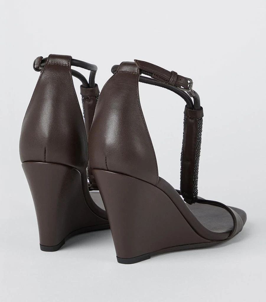 Brunello Cucinelli o1y0725 Ankle Strap Leather Sandals in Dark Brown Size US 9 / IT 39 - 3 Thumbnail