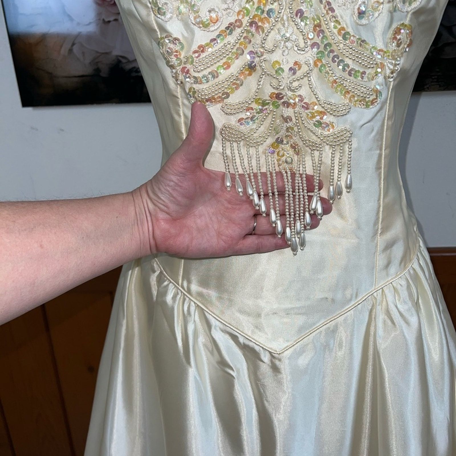 Other Vintage 1980s Alfred Angelo Ivory Satin Wedding Gown! Size XXL / US 16-18 / IT 52-54 - 4 Thumbnail