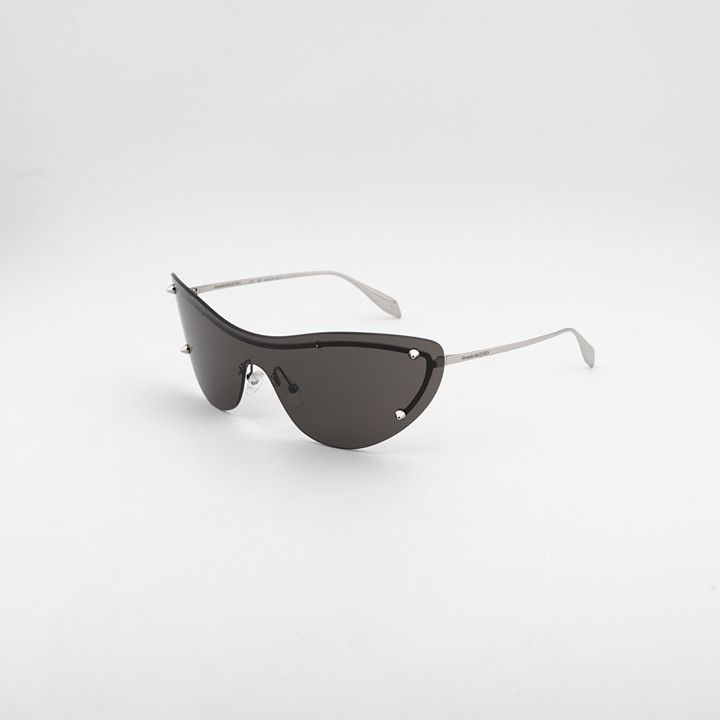 Alexander McQueen Alexander McQueen AM0413S 007 Sunglasses Silver Shield Frame Size ONE SIZE - 1 Thumbnail