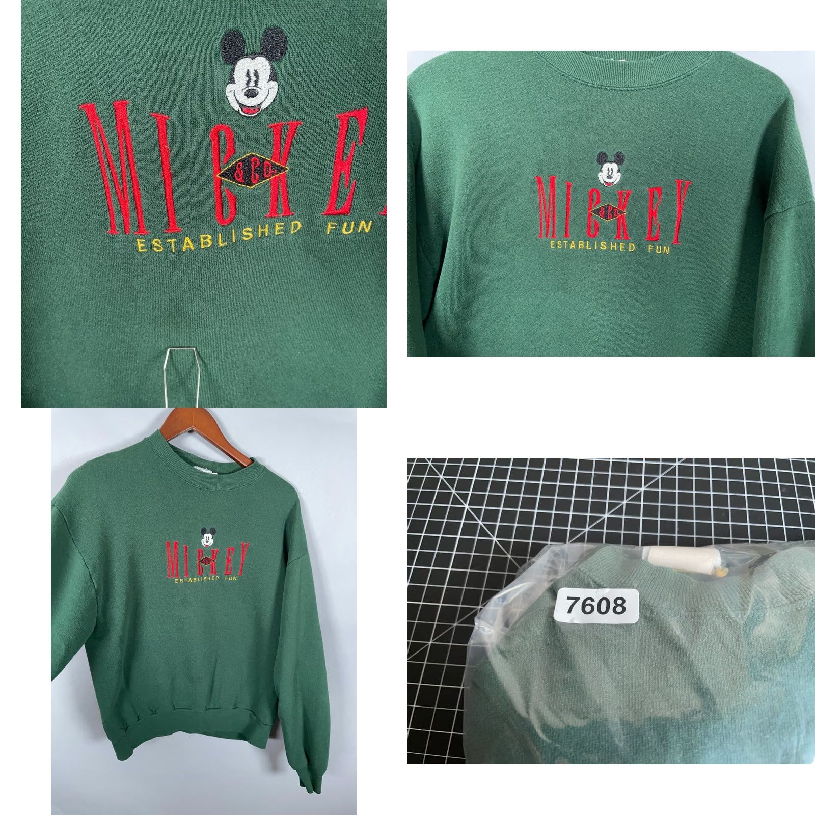 Mickey & Co. VINTAGE Mickey & Co. Sweatshirt Adult Large Green 50/50 Embroidered Mickey Mouse VTG Crew Neck Long Sleeve Pullover Regular Fit Men’s Boys? Size US L / EU 52-54 / 3 - 9 Thumbnail